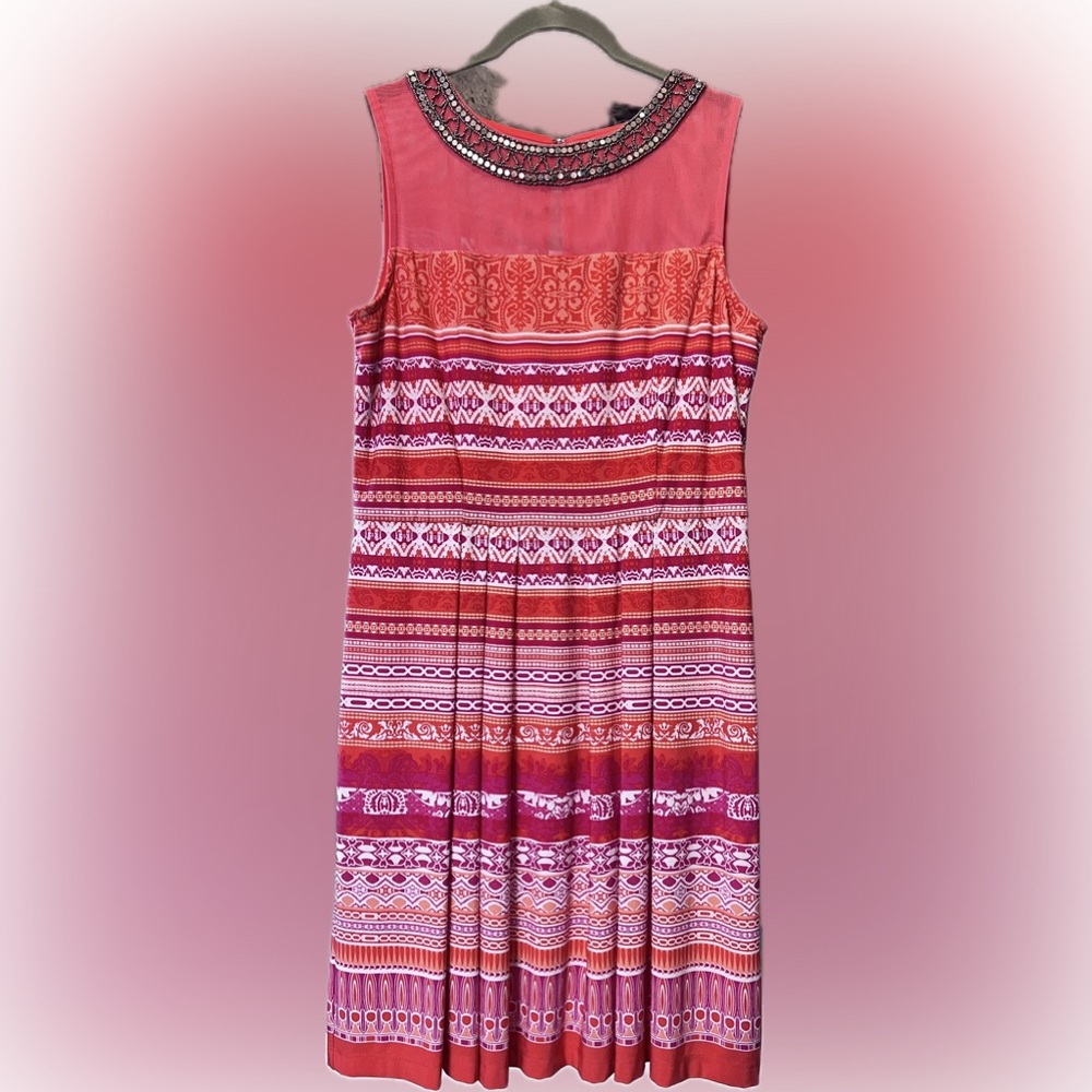 Sandra Darren Orange Dress with Embellished Details